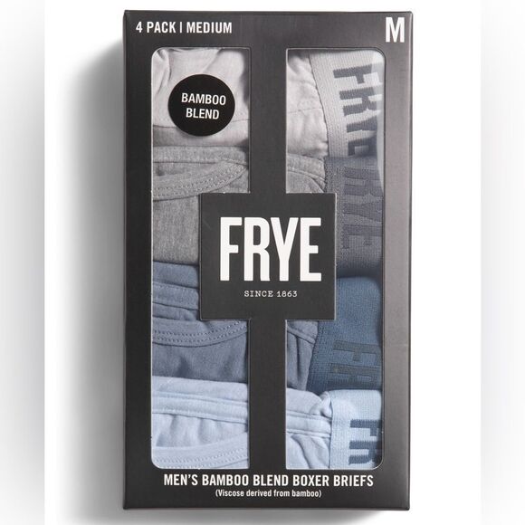 FRYE S Blue Gray Fly Front Bamboo Blend Boxer Briefs Pack of 4 - Picture 3 of 6